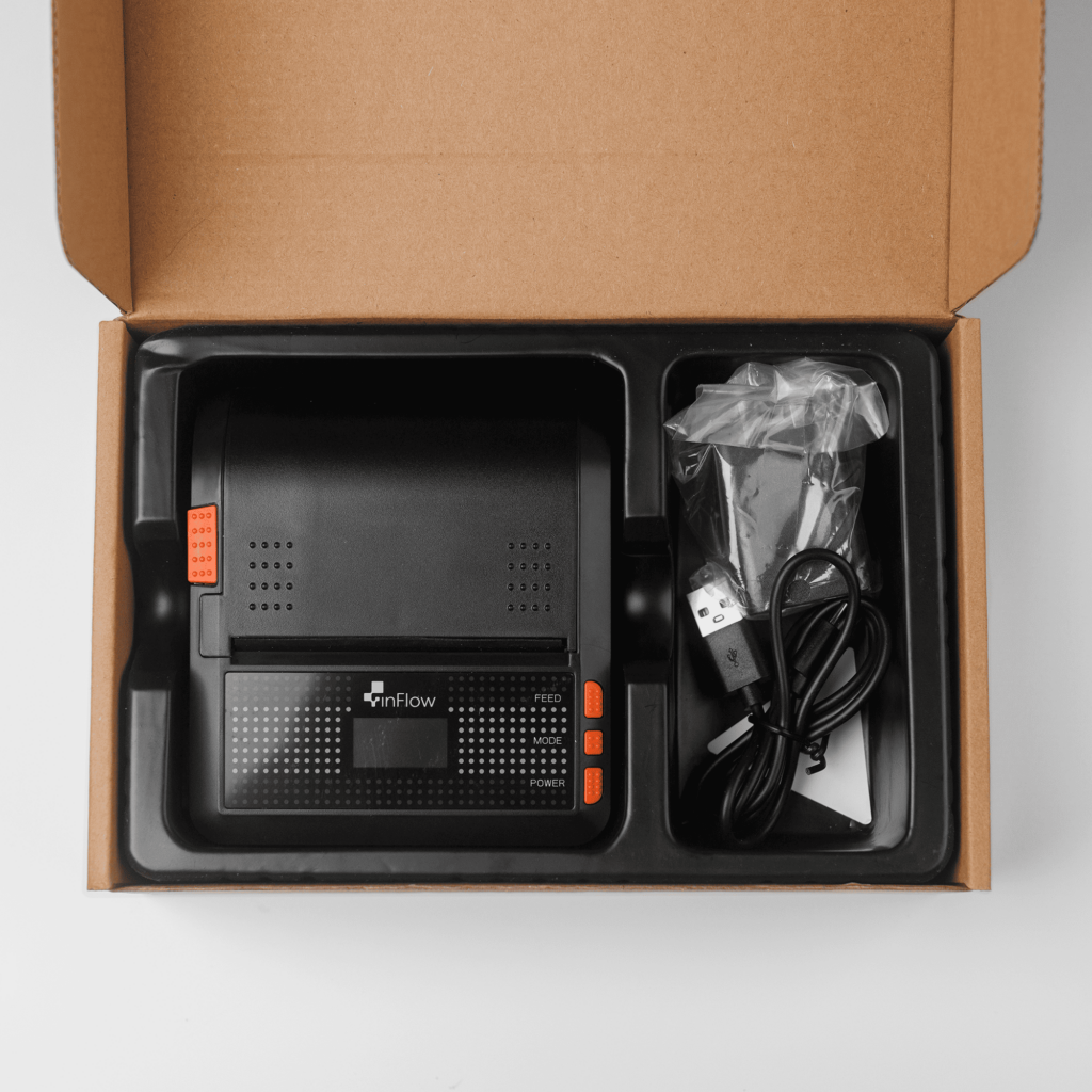 A view of the printer packaging.